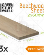 GSW: Doska z bukového dreva 2x60x250mm (3 ks)